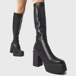 LA MODA Slick Nicks Platform Knee High Boots